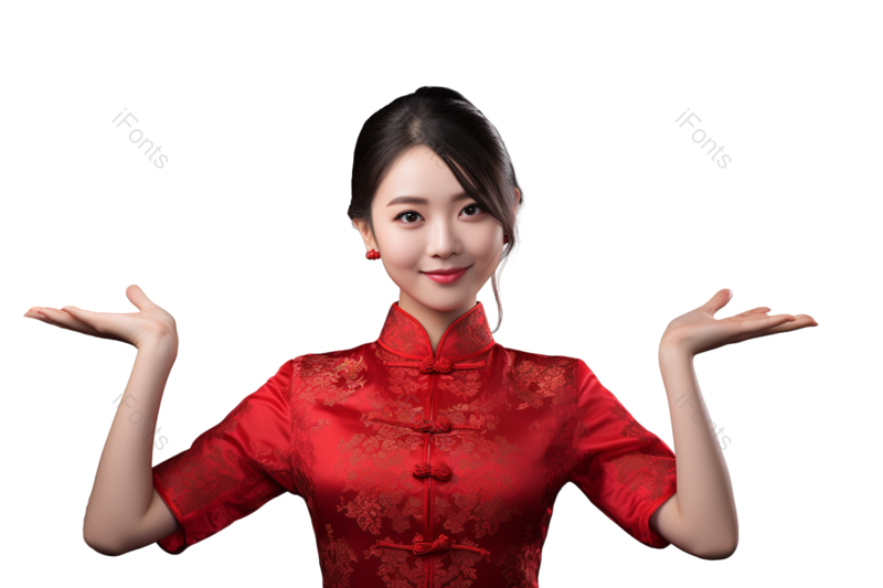 节日图片,春节元素,美女PNG,过年免抠素材